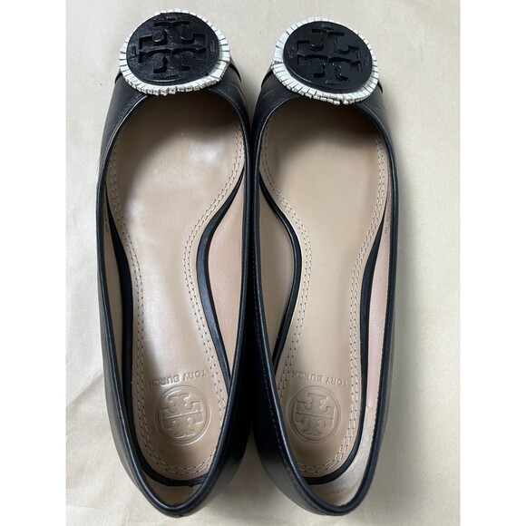 TORY BURCH Black Chelsea Leather Ballet Flats Shoes Womens Sz 6 M‎ Original Box - Picture 8 of 15